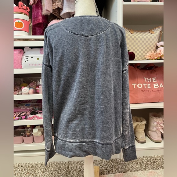 Lucky brand gray embroidered rose sweartshirt Large - Picture 4 of 5